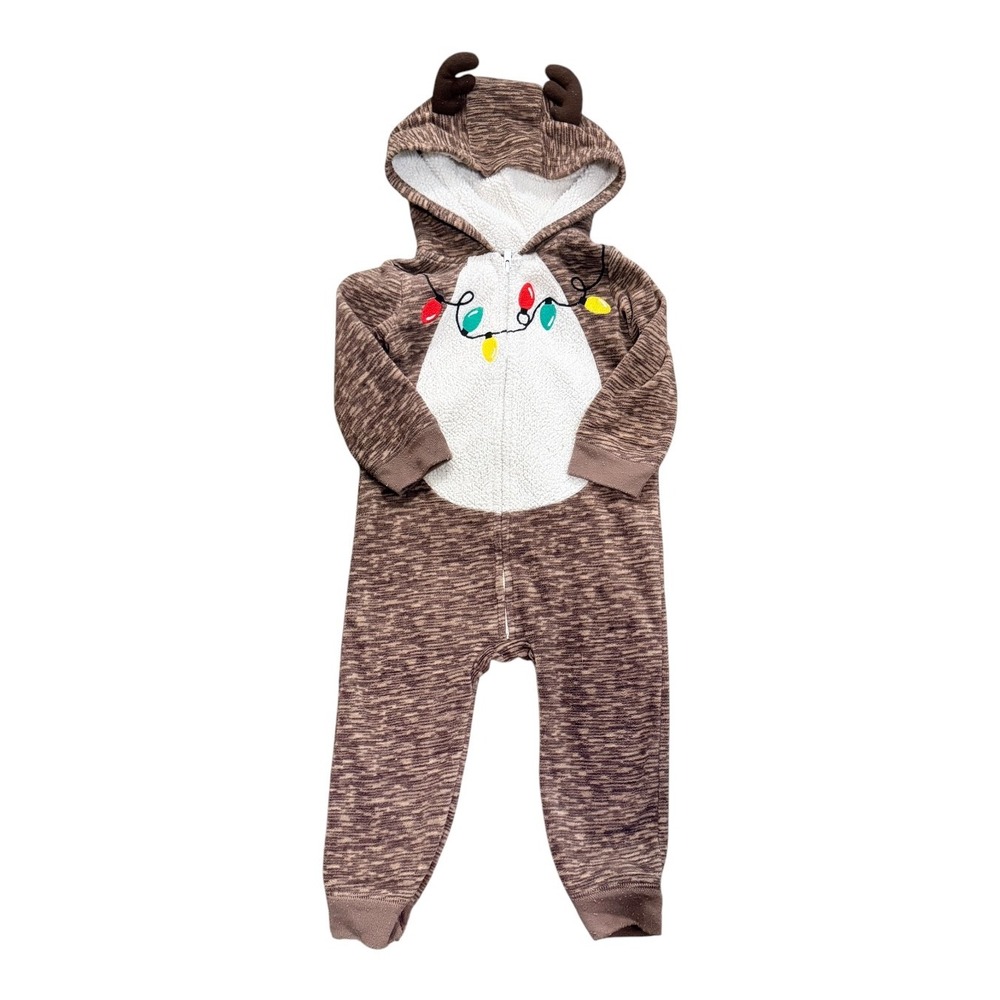 Just One You Carters Reindeer Jumpsuit 18M Kids Brown Fleece Holiday